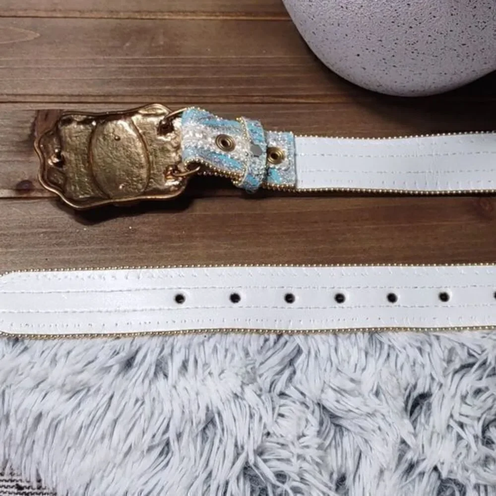 Blue Pearl Sparkle Statement Belt Unmarked‎